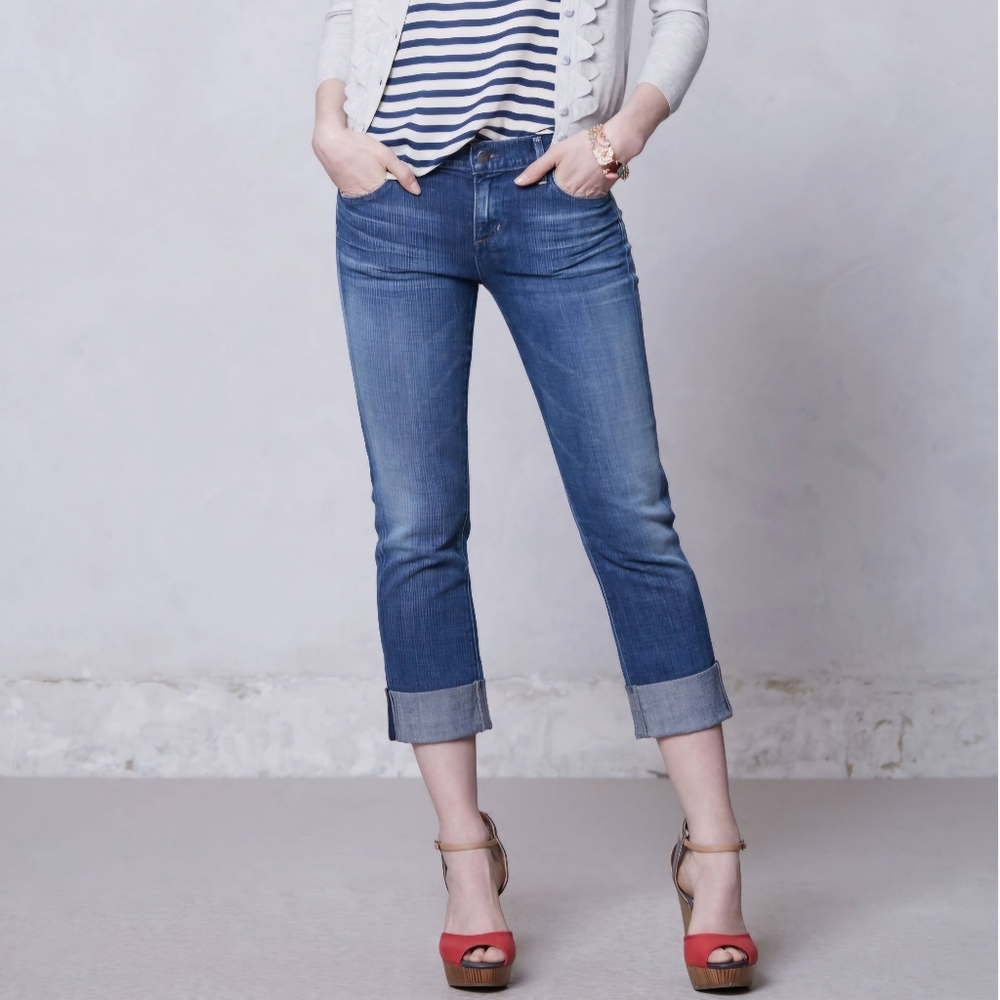 Citizens of Humanity Dani Cuffed Cropped Jean Straight Leg Blue Size 30.5W Prep